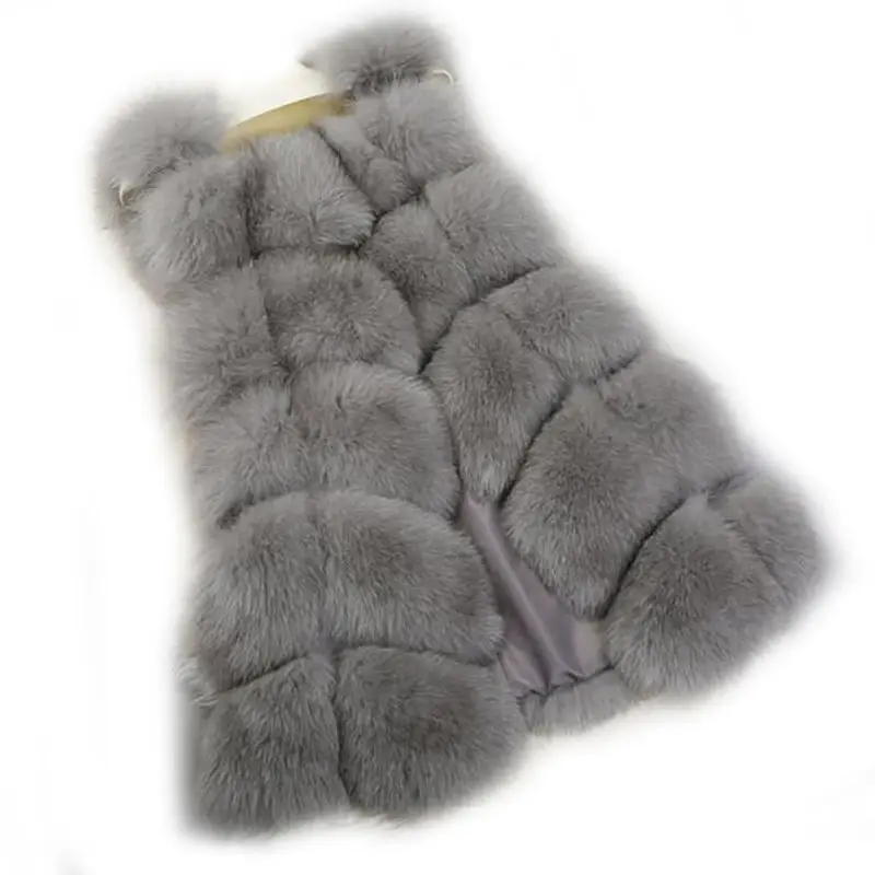 

Fashion Fur Vest Coat Luxury Faux Fox Warm Vests Winter Women's Coats Sleeveless Jacket Gilet Veste S-4XL Rk