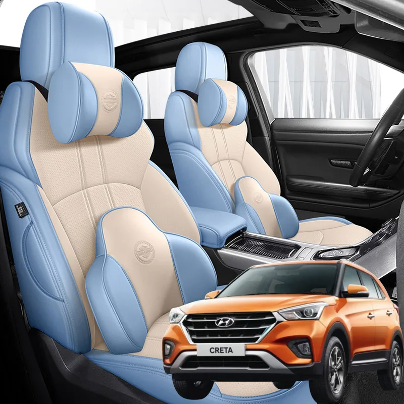 

Накидки на автомобильные сиденья из кожи Nappa, аксессуары для Hyundai Creta ix25, 2014, 2015, 2016, 2017, 2018, 2019, 2020