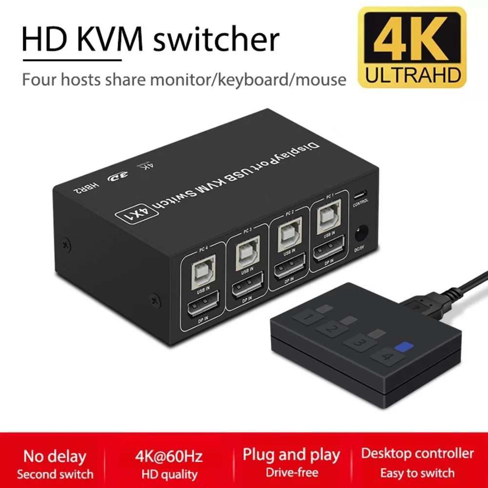 

Квм-консоль с 4K USB, 4 порта, 4K, 60 Гц