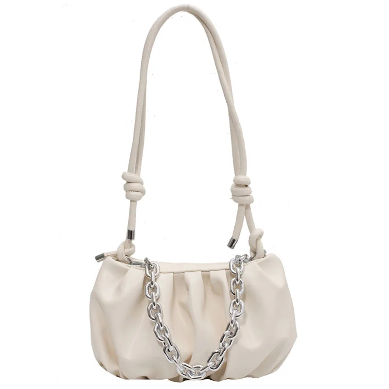 

Folds PU Leather Crossbody Bags For Women 2021 Solid Color Simple Shoulder Handbags Travel spring Cross Body Bag