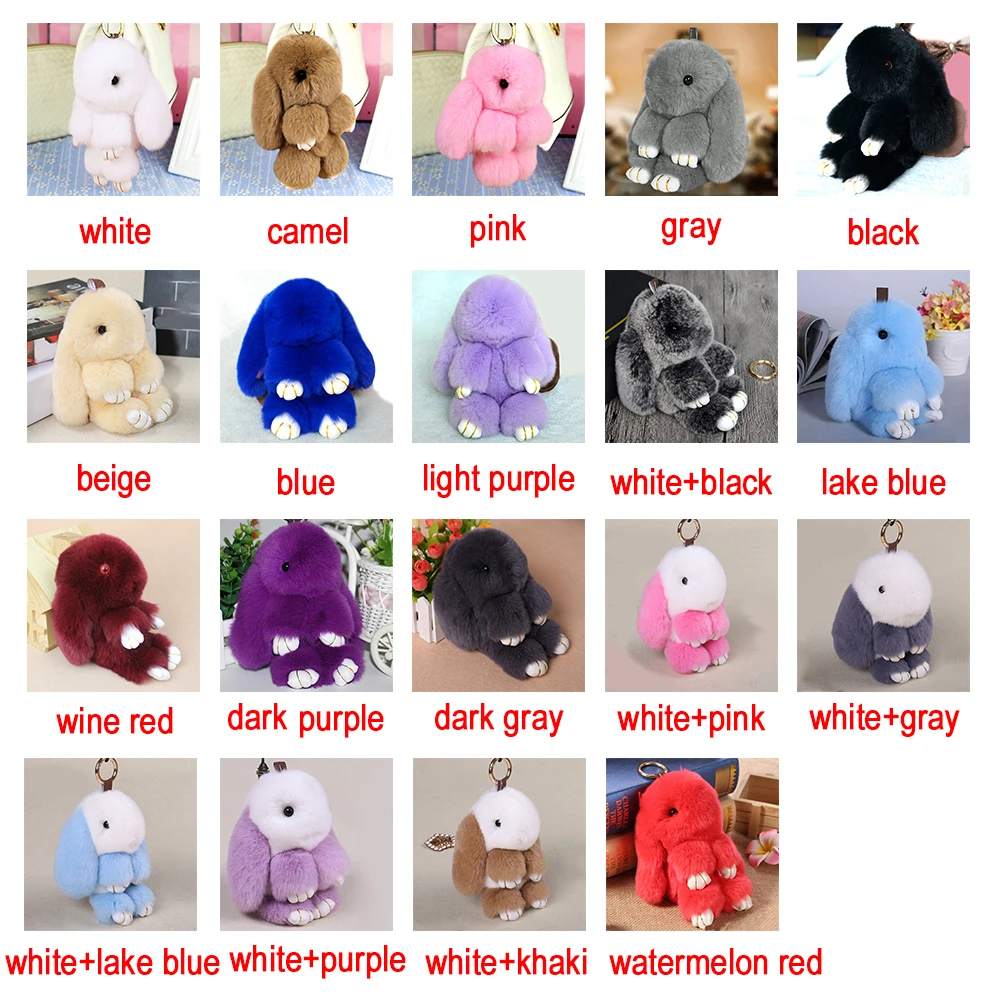 

Fashion Lovely Cute Artificial Fluffy Bunny Rabbit Fur Key Chain Ring For Phone Car Pendant Handbag Bag