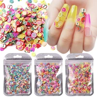 1000pcsset nail slices fruit feather shape ultra thin polymer clay soft mixed nail art slime diy charms for gift