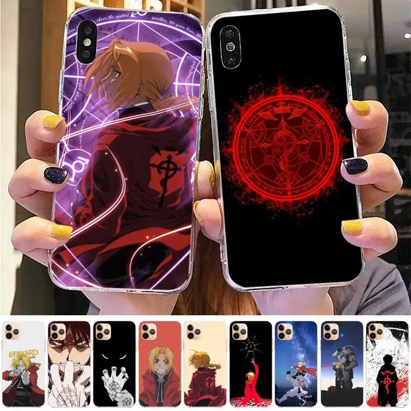 

TOPLBPCS Fullmetal Alchemist Anime Phone Case for iPhone 11 12 13 mini pro XS MAX 8 7 6 6S Plus X 5S SE 2020 XR cover