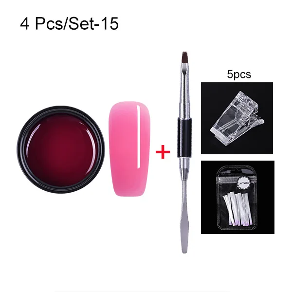 set-15 LEMOOC, 5 г, удлиняющий гель, полупрозрачный клей для нейл-арта, УФ-гель для наращивания ногтей, Гель-лак для ногтей, акриловые кончики - Цвет: set-15