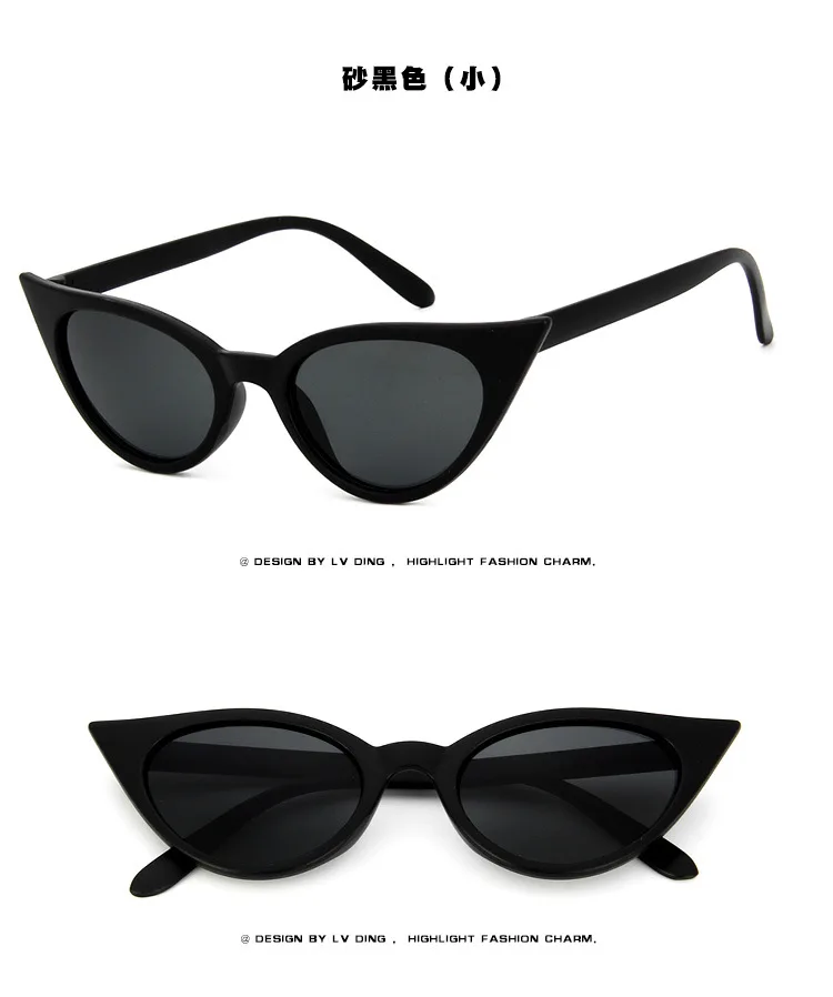 light black small Ретро солнцезащитные очки «кошачий глаз» новые женские солнцезащитные очки Cateye Роскошные брендовые дизайнерские винтажные градиентные очки женские очки UV400 - Цвет линз: light black small