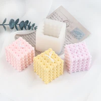 3d concave convex cube silicone candle mold plaster car diffuser stone mould handmade artwork craft soap making desktop ornament