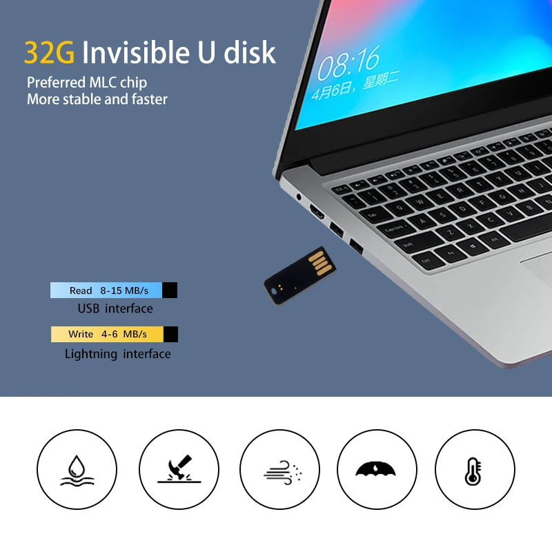 Suntrsi флеш диск USB 2 0 32GB высокоскоростная Флешка Mini Mirco OTG водонепроницаемая черная