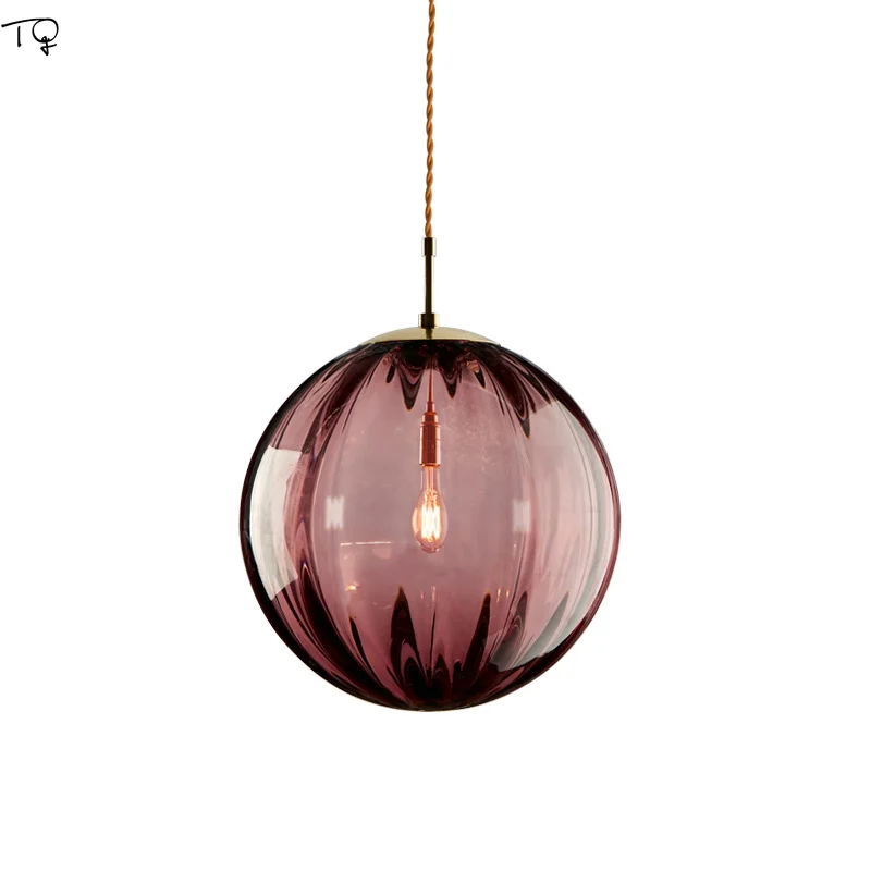 Modern Simple Glass Single Head Hanging Lamp Colorful Creative Individual Designer Pednant Lights Living Room Bedrom Bar Hall