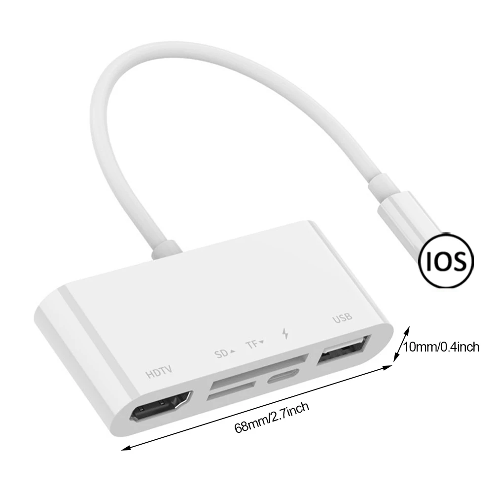 Адаптер OTG Micro Usb 5 в 1 2K 1080P цифровой кардридер AV SD/TF интерфейс iOS HDMI совместимый