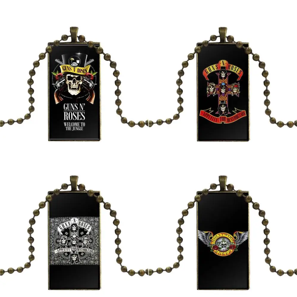 Для подарка унисекс Gnr Band guns N Roses Cross модный стеклянный подвесной брелок ожерелье