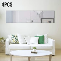 4 pcs decal mirror art ornaments diy 3d wall sticker removable square decorations living room home mirror wall mural stickers