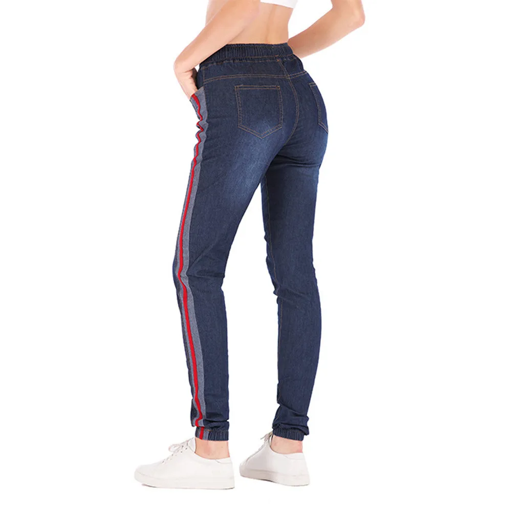 

Women Large Size Stretch Plus Loose Denim Jeans Elastic Plus Casual Drawstring Cropped Women's Cargo Jeans Autumn 8.1A
