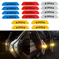 4pcsset car door stickers universal safety sign warning mark open high reflective tape auto exterior motorcycle bike sticker