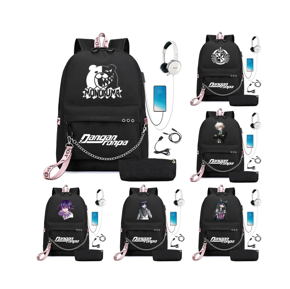 Парусиновый рюкзак с монокумой Danganronpa для ноутбука многофункциональный