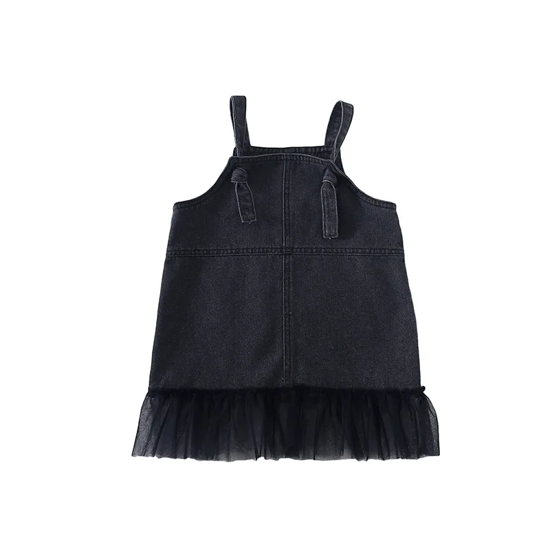 2019 Autumn New Arrival Korean style cotton all-match vest denim dress matching with grenadine for cute sweet fashion baby girls | Детская