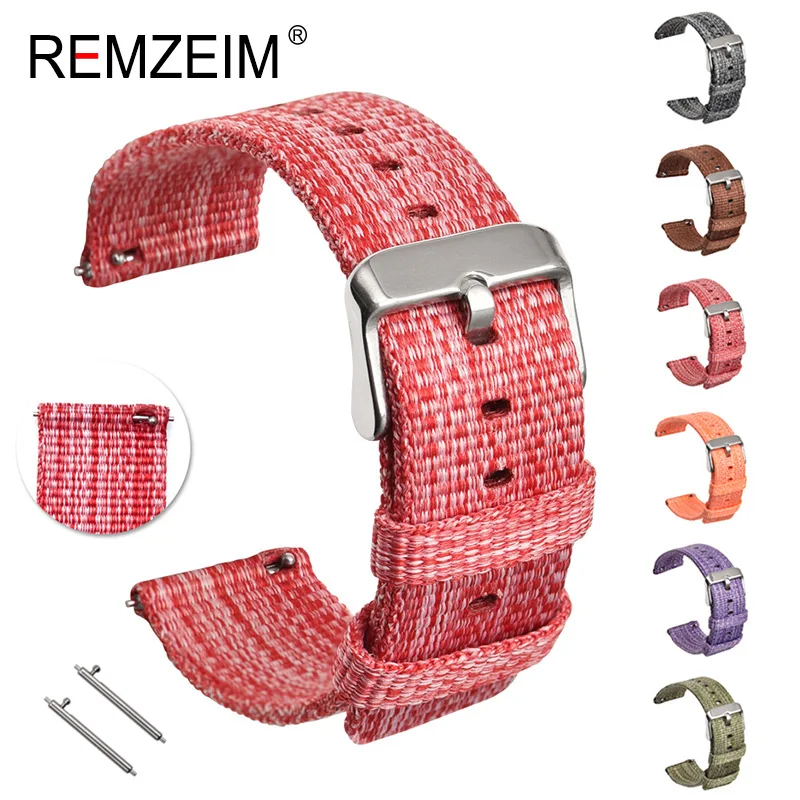 REMZEIM быстросъемный ремешок модный нейлоновый для часов легкий холщовый смарт 18 20