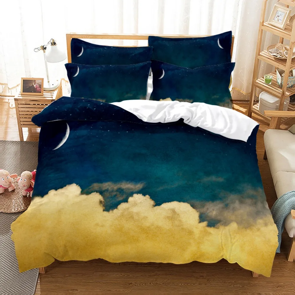 

Natural Scenery 3D Print Comforter Bedding Set Cloud Sky Lake Fantastic Queen Twin Single Duvet Cover Set Pillowcase Home Luxury