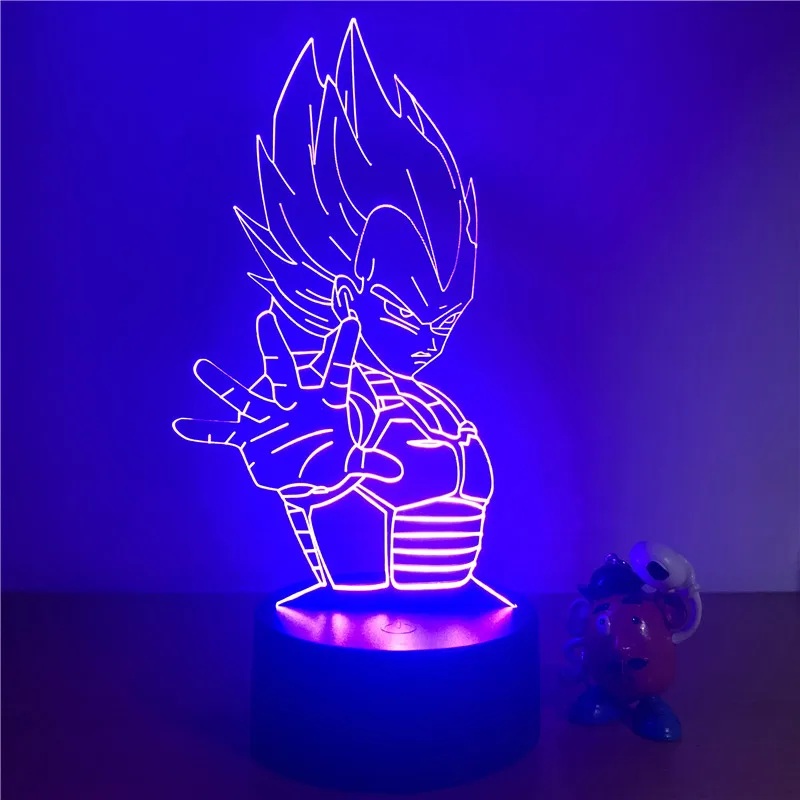 Dragon Ball Z Вегета ГОКу супер сайян, «Жемчуг дракона 3D светодиодный Ночной светильник 7 цветов сенсорный оптический Иллюзия фигурку настольная лампа украшения