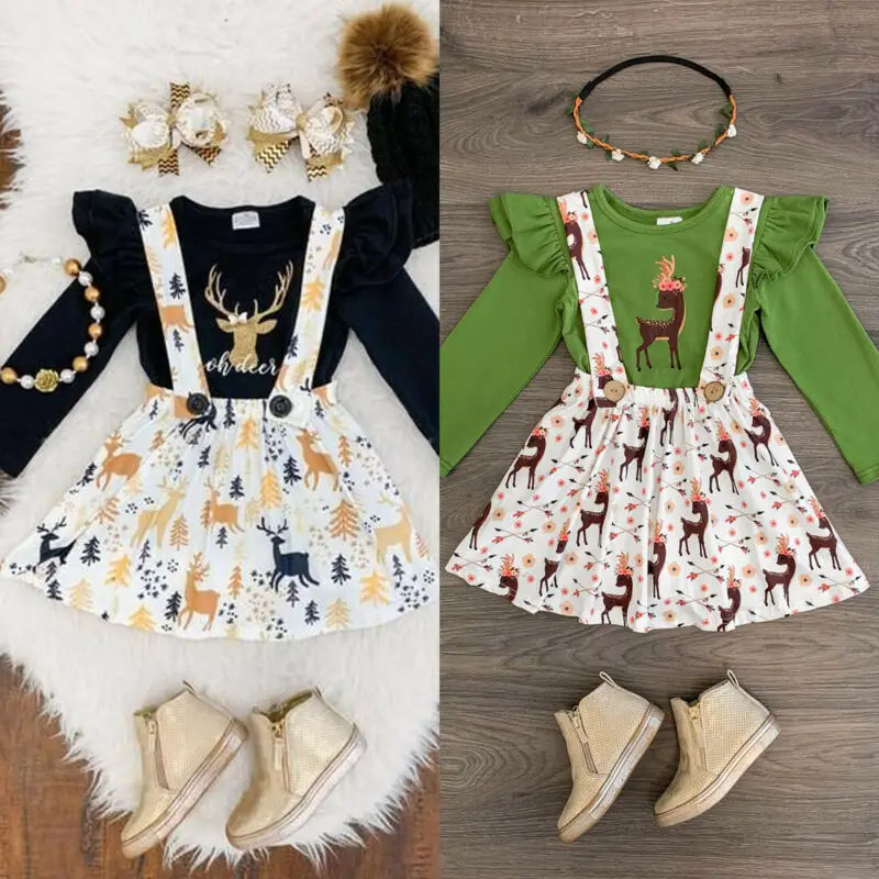 Emmababy Рождественская одежда для маленьких девочек футболка с длинными рукавами и цветочным принтом Топ+ длинные штаны, юбка на осень