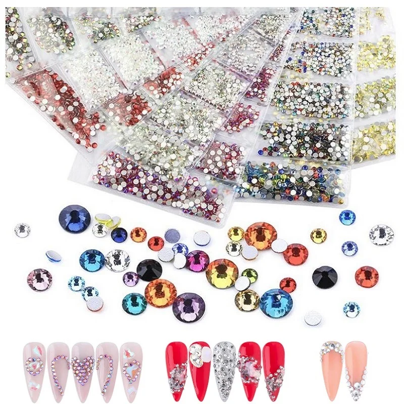 

17 Colors Glitter Crystal Glass Nail Art Decoration Rhinestones Stone For Nail Charms Jewelry DIY SS4-SS12 6 Sizes Accessories