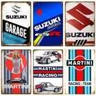 Винтажный настенный плакат Martini Suzuki для гаража, металлическая табличка, винтажный Ретро-постер для комнаты, домашний промышленный подвесной декор, жестяной знак