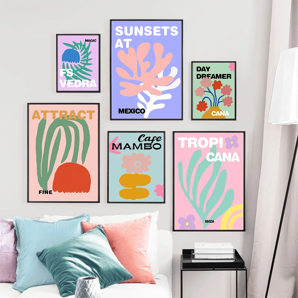 

Wall Art Canvas Painting Tropical Plants Monstera Flower Posters And Prints Abstract Nordic Wall Pictures For Living Room Decor
