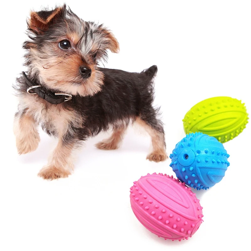 Training Rubber Rugby Puppy Chew Toys Dog Supplies Wholesale For Pet Cat Squeak Ball | Дом и сад