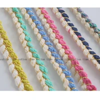 6 yards spring new 1 5cm braid rope cotton mixed rope twisted golden cords jacket trim craft decor ropes sewing accessory