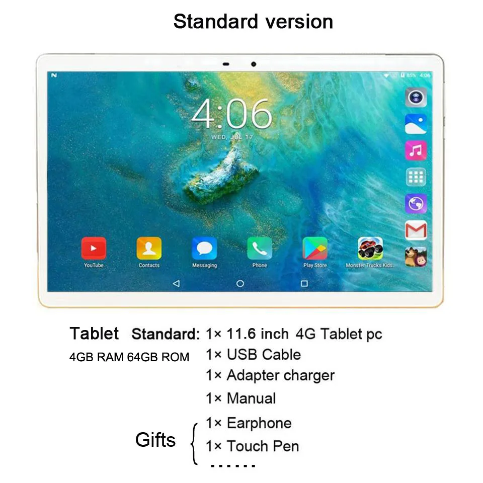 4GB 64GB 11,6 дюймов планшет 2 в 1 ноутбук планшет с клавиатурой ультрабук type-C MT6797 X20 10 ядер Android 8,1 1920*1080 128 ГБ rom - Комплект: 4GB 64GB