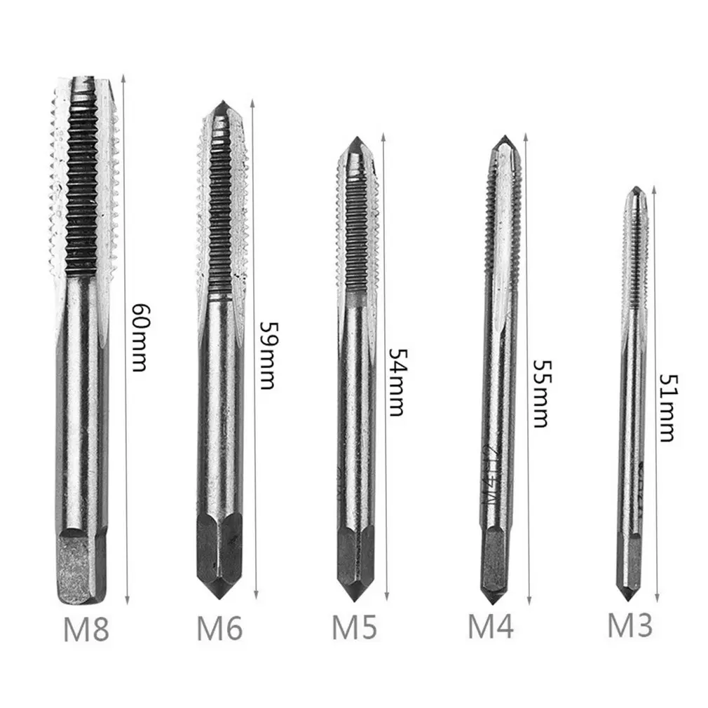 

5PCS/Set HSS M3 M4 M5 M6 M8 Machine Spiral Point Straight Fluted Screw Thread Metric Plug Hand Tap Drill Set Hand Tools Sale
