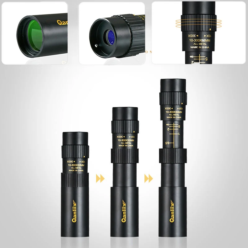 10 300X40mm супер зум Монокуляр телескоп Бинокль BAK4 Prism тела Сталь сфотографировать