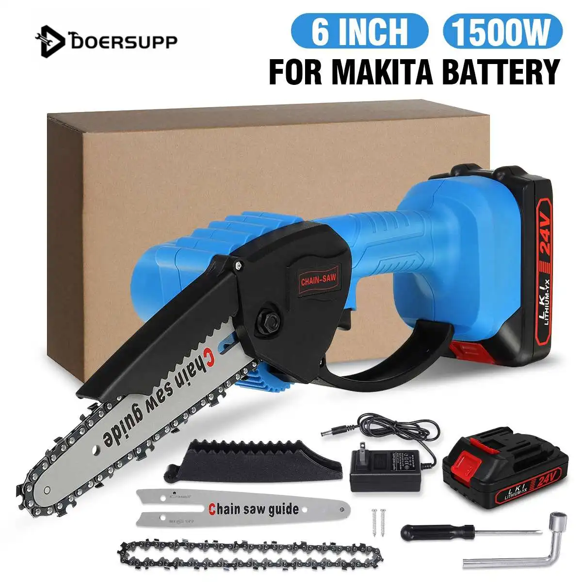 

6 Inch 88Vf Electric Chain Saw With Chain Saws and Battery For Makita Battery Woodworking Tool Portable One-handed Electric Saw