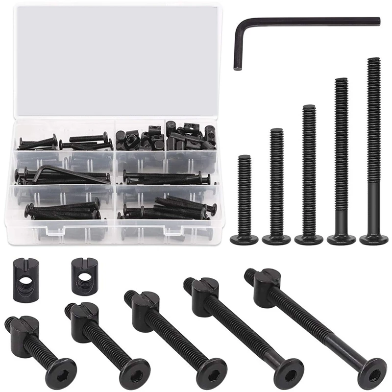 

121 шт. M6X35/45/55/65/75 мм набор болтов с шестигранной головкой и цилиндрической гайкой в ассортименте с гаечным ключом для детской кроватки продви...