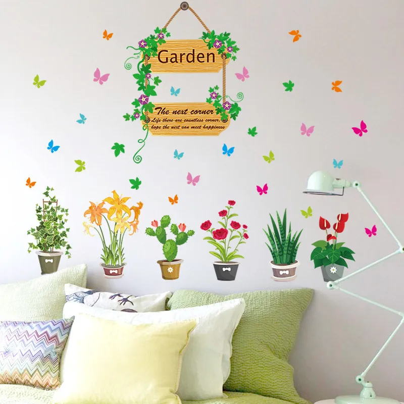 

Garden Flower Floral Butterfly wall sticker TV Background Sofa Home decor 3D Effect wall decal Window Wedding Decor