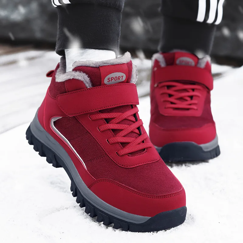 

Мужские зимние кожаные ботинки больших размеров 46, мужские черные ботинки на платформе, ботильоны для пар, мужская повседневная обувь, женс...