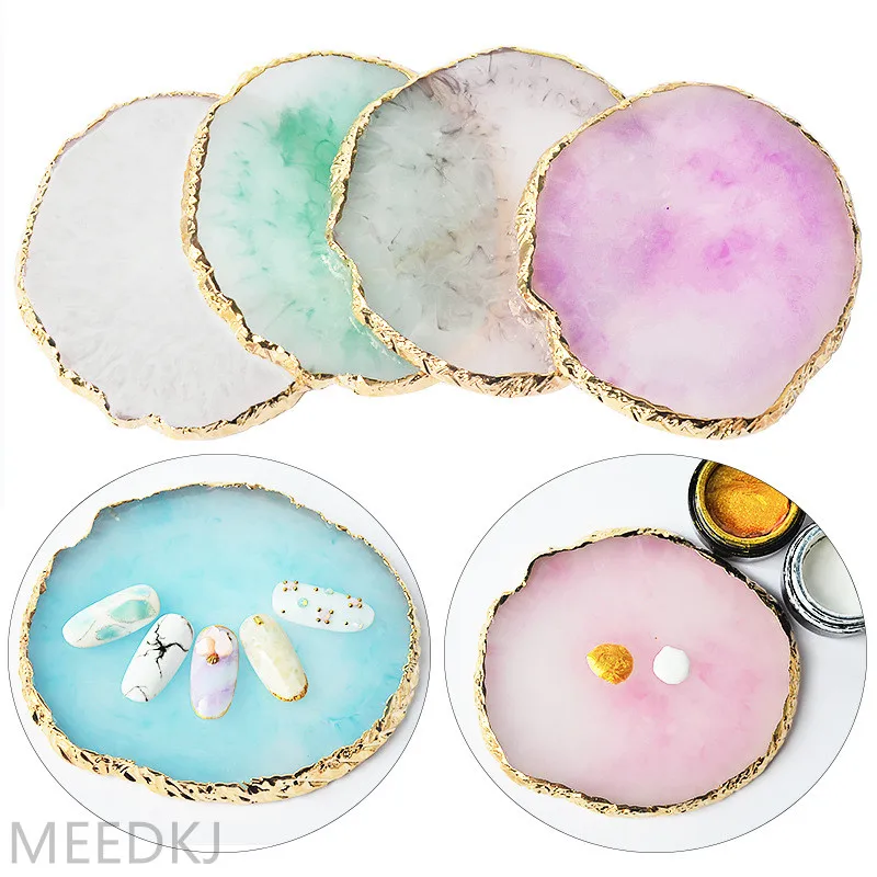 

1pcs Nail Palette Resin Agate Nail Paint Palette Nail Display Board Tool