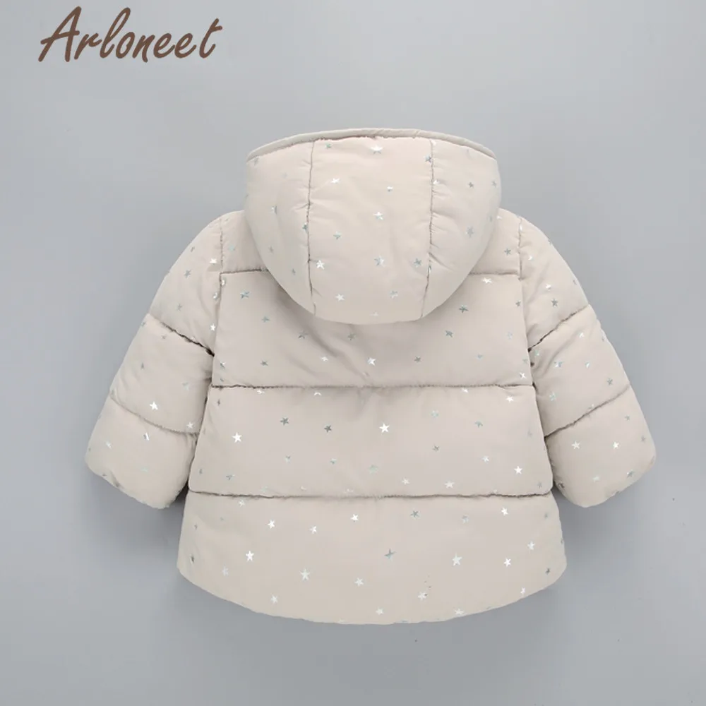 ARLONEET/пальто с героями мультфильмов; зимнее плотное пальто для новорожденных девочек; Верхняя одежда с капюшоном и принтом со звездой; коллекция года; Детское пальто; ветрозащитная верхняя одежда для девочек