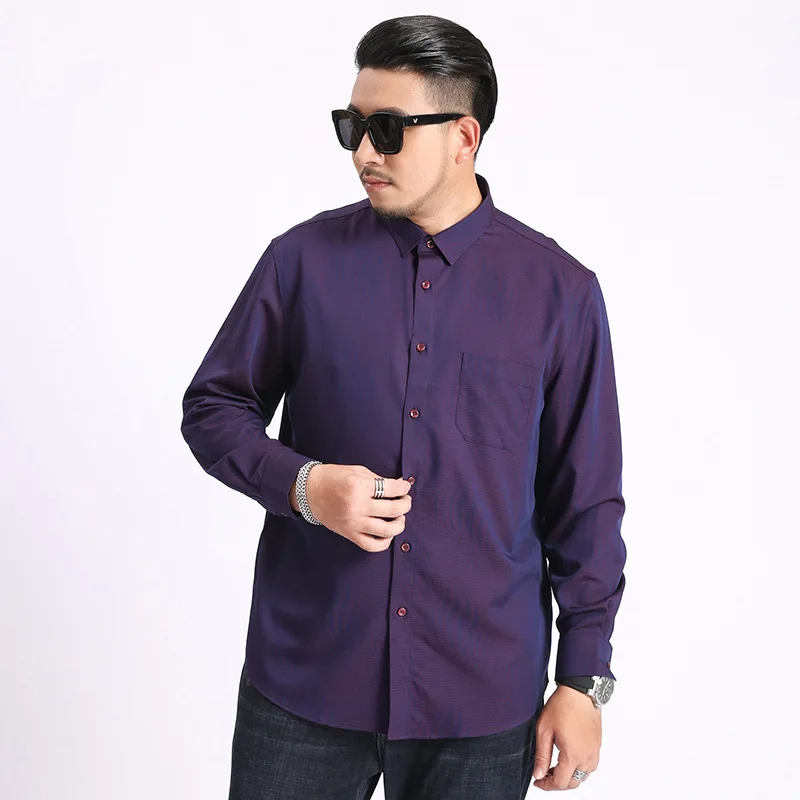 

Extra XL Menswear Men's Long Sleeve Shirt Business Casual Jacquard Plus Size Men Clothing