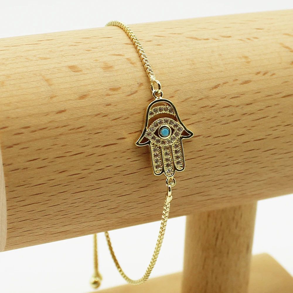 С украшением в виде кристаллов Хамса регулируемый браслет из Турции рука Фатимы