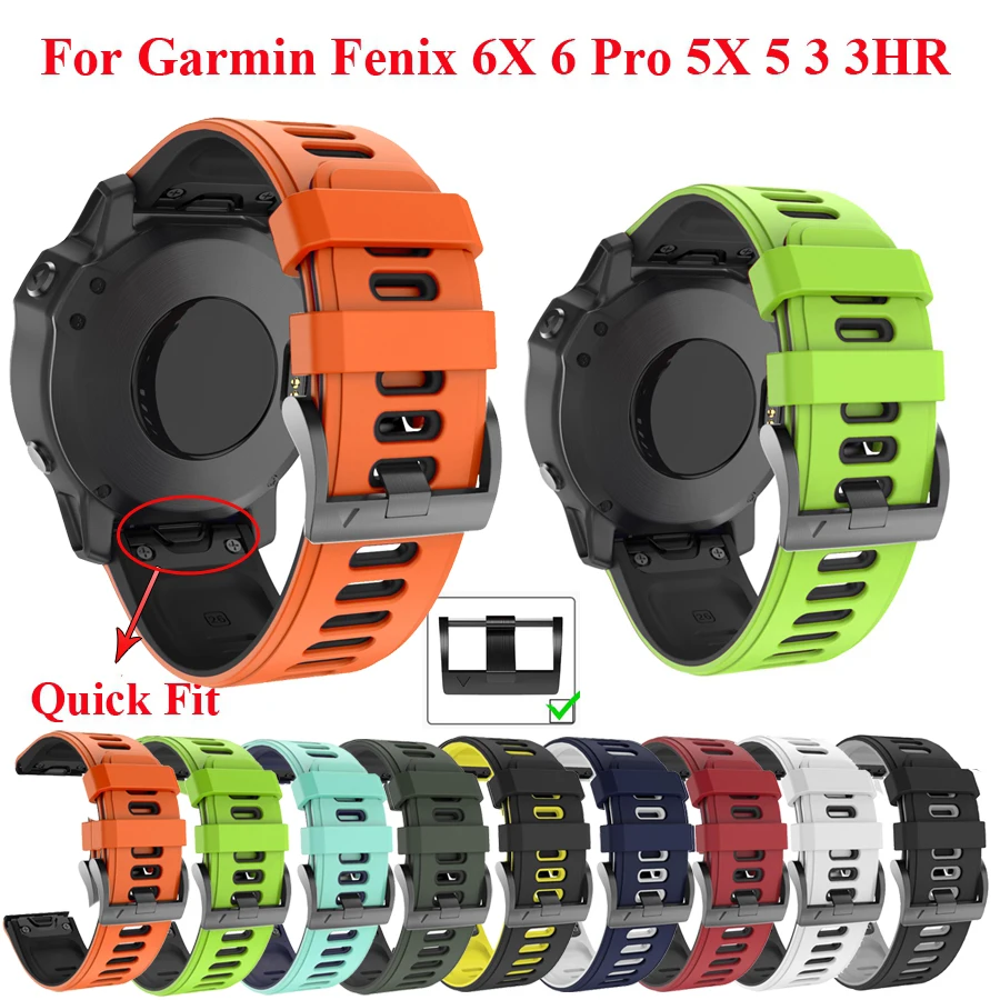 26 22 мм силиконовый быстросъемный ремешок для часов Garmin Fenix 6X 6S Pro Watch Easyfit наручный 5