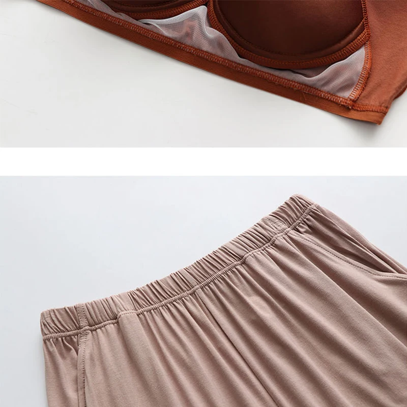 Женские пижамные комплекты растягивающиеся пижамы из модала ночное белье без