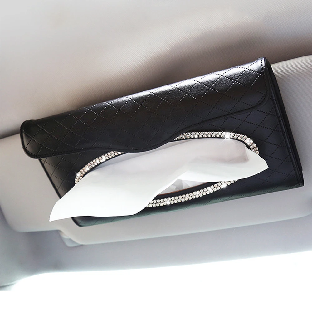 

Bling Car Sun Visor Tissue Box Holder, Bling Car Accessories for Women, Hanging Car Napkin Holder with Sparkly Crystal Diamond