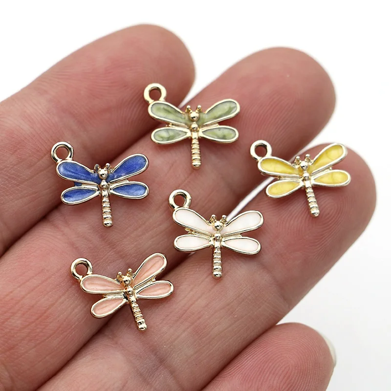 

5Pcs Enamel Gold Color Dragonfly Charms Pendant for Jewelry Making Earrings Bracelet Necklace Accessories DIY Craft Findings