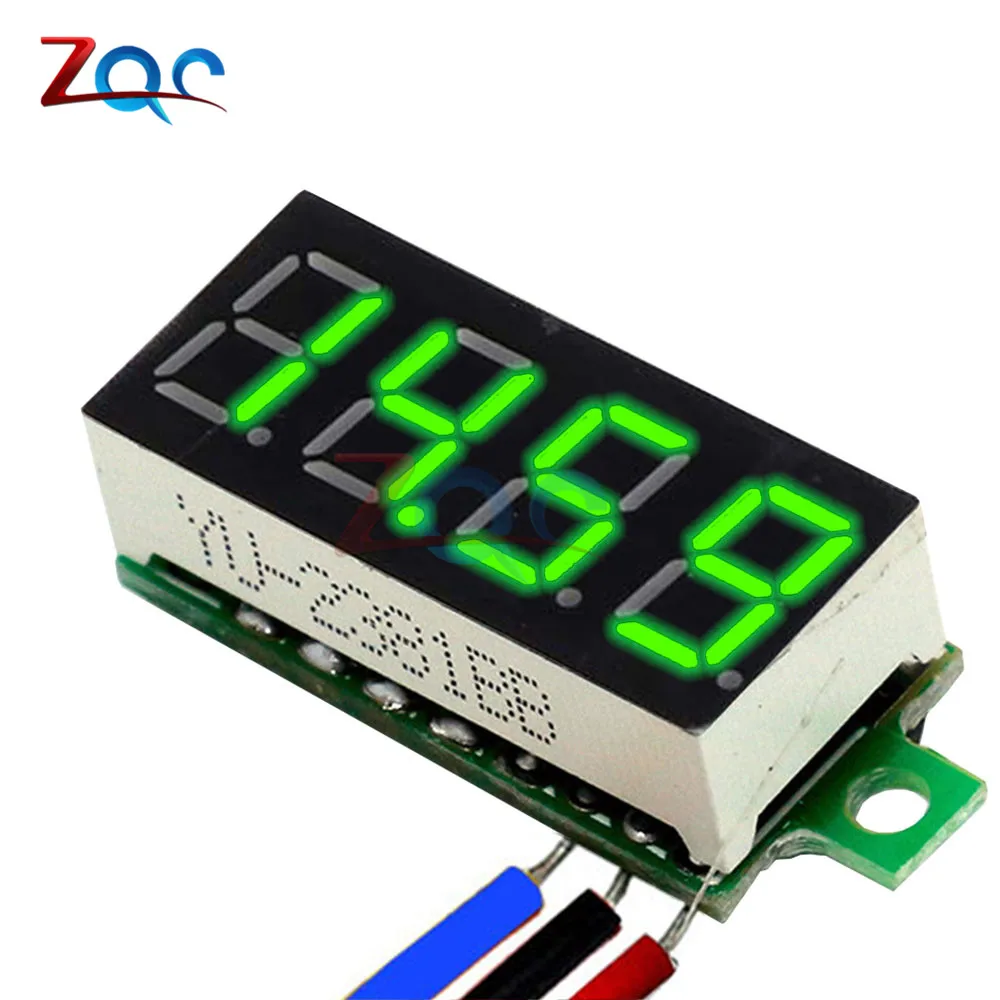 Зеленый 4 бит 0,36 дюймов Мини цифровой вольтметр 0-100V DC Вольт Напряжение метр светодиодный Панель Электрический Напряжение тестер Датчик 3 провода 12V 24V 48V - Цвет: Зеленый