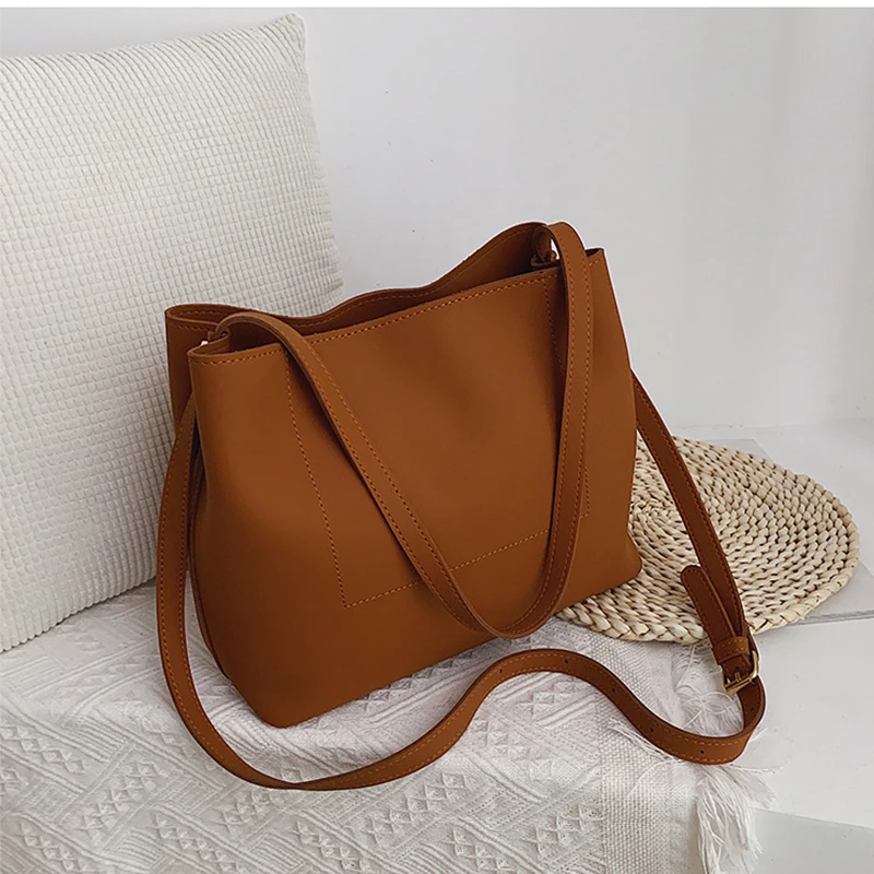

Ansloth Solid Color Casual Shoulder Bags Women Leather Women Bag Luxury Designer New Vintage Large Crossbody Bags Ladies Fashion