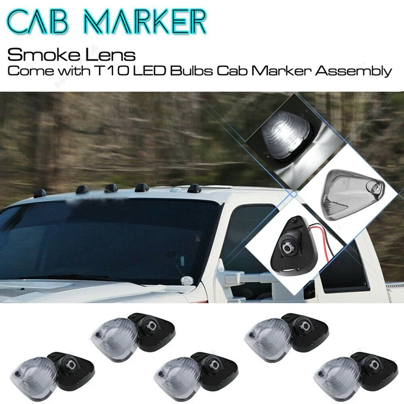 

5Packs Cab Marker Light Lens Roof Running Lightsw/Wiring for Ford F150 F250 F350 F450 F550 F65 E150 1999-2016