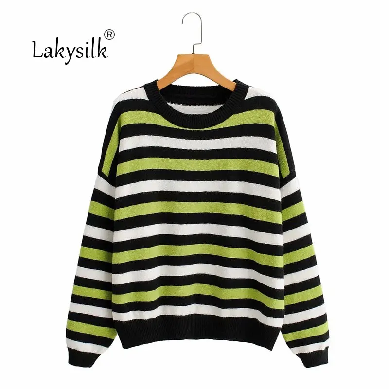 Женское Полосатое платье-свитер унисекс осенне-зимний вязаный теплый джемпер