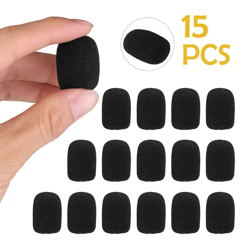 15PCS/set Black Replacement Foam Covers Windscreen Windshield Sponge Covers for Headset Microphone Mic Cover New Arrival