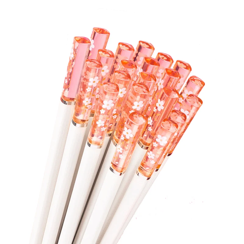 

5 Pair Amber Chopsticks Alloy Reusable Chopsticks Non-Slip Sushi Food Chinese Gift Tableware Chinese Chopsticks Set Kitchen