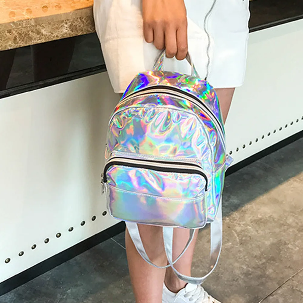 

2020 Mini Bags For Women Silver Pink Fashion Laser Backpack Youth Bag Teenage Girls Female Korean Trend Personality School Bag